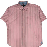 Tommy Hilfiger Striped Short Sleeve Shirt - XL Pink Cotton