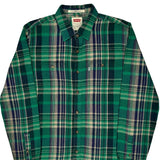 Levis Checked Flannel Shirt - Large Green Cotton
