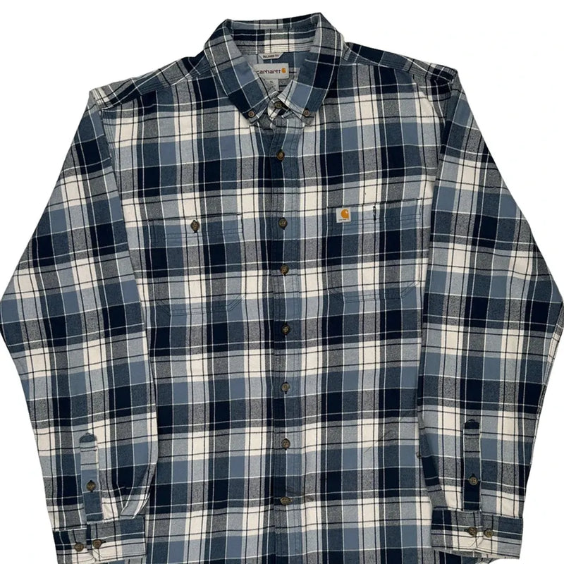 Carhartt Checked Flannel Shirt - XL Blue Cotton