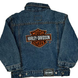 Age 4 Motorcycles Harley Davidson Graphic Denim Jacket - 2XS Blue Denim
