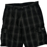Wrangler Checked Cargo Shorts - 35W 10L Black Cotton