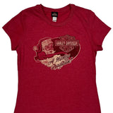 Harley Davidson Christmas T-Shirt - Small Red Cotton Blend