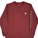 Vintage Carhartt Long Sleeve T-Shirt - Large Burgundy Cotton