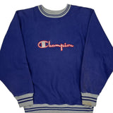 Reverse Weave Champion Spellout Sweatshirt - Large Blue Cotton
