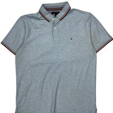 Tommy Hilfiger Striped Polo Shirt - Large Blue Cotton