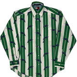 Tommy Hilfiger Striped Patterned Shirt - Small Green Cotton