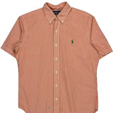 Ralph Lauren Striped Short Sleeve Shirt - Small Orange Cotton