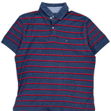Tommy Hilfiger Striped Polo Shirt - Large Blue Cotton