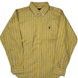 Age 10-12 Ralph Lauren Striped Shirt - Medium Yellow Cotton