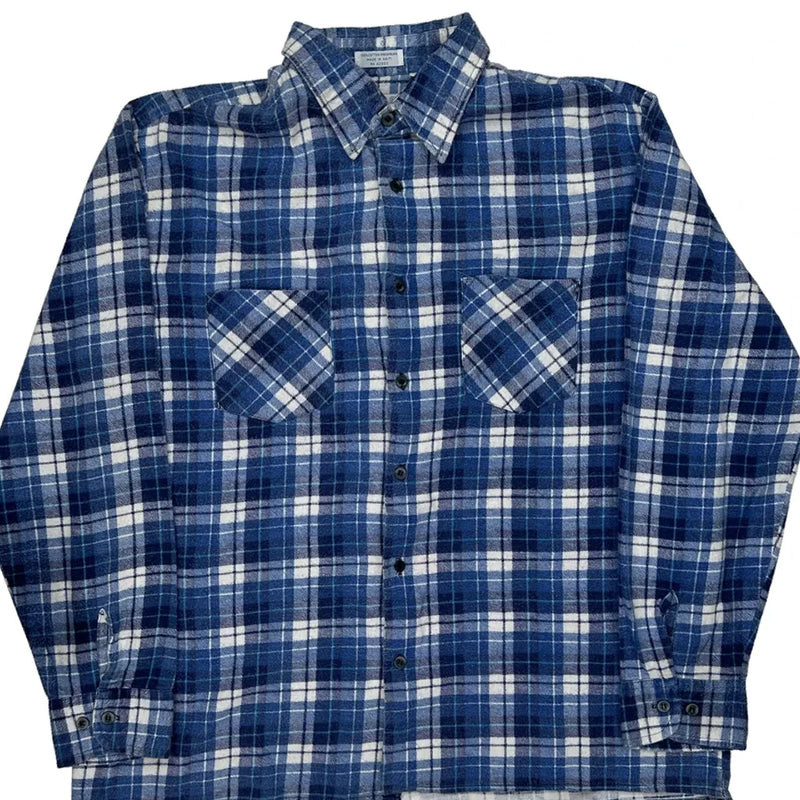 Dickies Checked Flannel Shirt - Large Blue Cotton