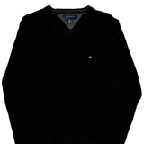 Tommy Hilfiger V-Neck Sweater - Medium Black Cotton