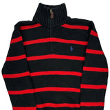Age 8-9 Polo By Ralph Lauren Striped 1/4 Zip - Medium Black Cotton