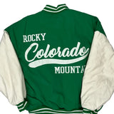 Vintage Basketball Team Rocky Mountain Graphic Varsity Jacket - XL Green Polyester
