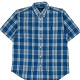 Age 14 Ralph Lauren Checked Short Sleeve Shirt - Large Blue Cotton