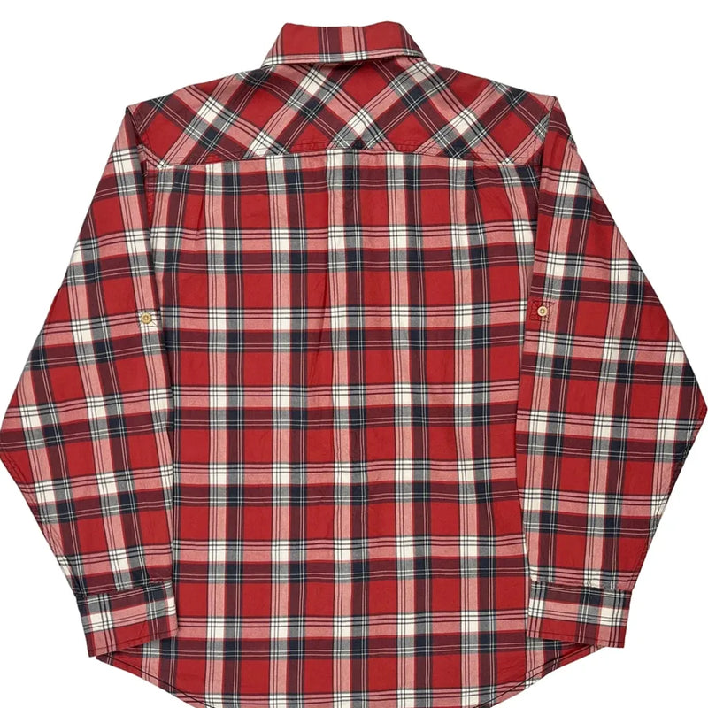 Timberland Checked Flannel Shirt - Large Red Cotton