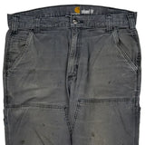 Carhartt Double Knee Carpenter Pants - 34W 32L Gray Cotton