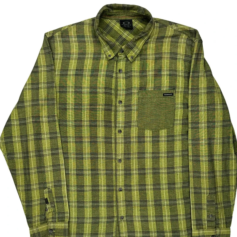 Oakley Checked Flannel Shirt - XL Green Cotton