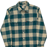 Levis Checked Flannel Shirt - Small Blue Cotton