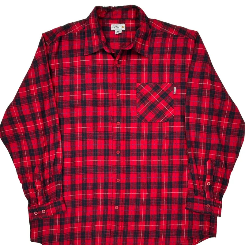 Carhartt Checked Flannel Shirt - 2XL Red Cotton