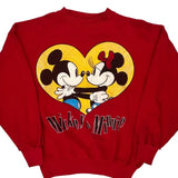 Mickey & Minnie Disney Sweatshirt - Large Red Cotton