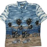 Campia Graphic Hawaiian Shirt - Large Blue Viscose
