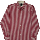 Tommy Hilfiger Striped Shirt - Large Red Cotton