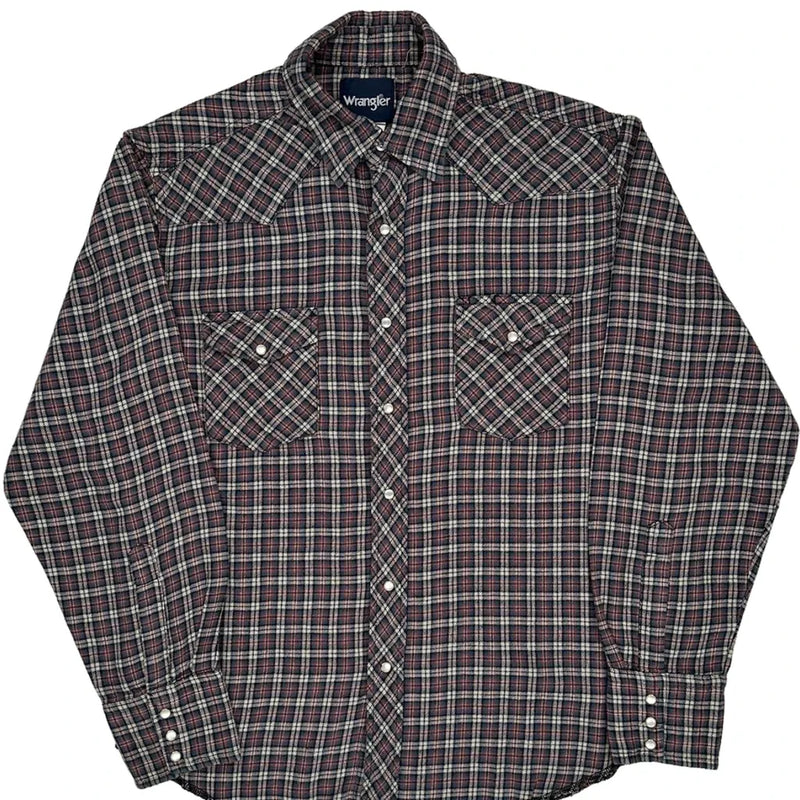 Wrangler Checked Flannel Shirt - Large Multicoloured Cotton