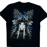Liquid Blue Graphic T-Shirt - Large Black Cotton