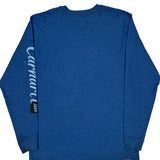Carhartt Spellout Long Sleeve T-Shirt - Large Blue Cotton