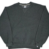 90S Blank Russell Athletic Sweatshirt - Large Grey Cotton Blend