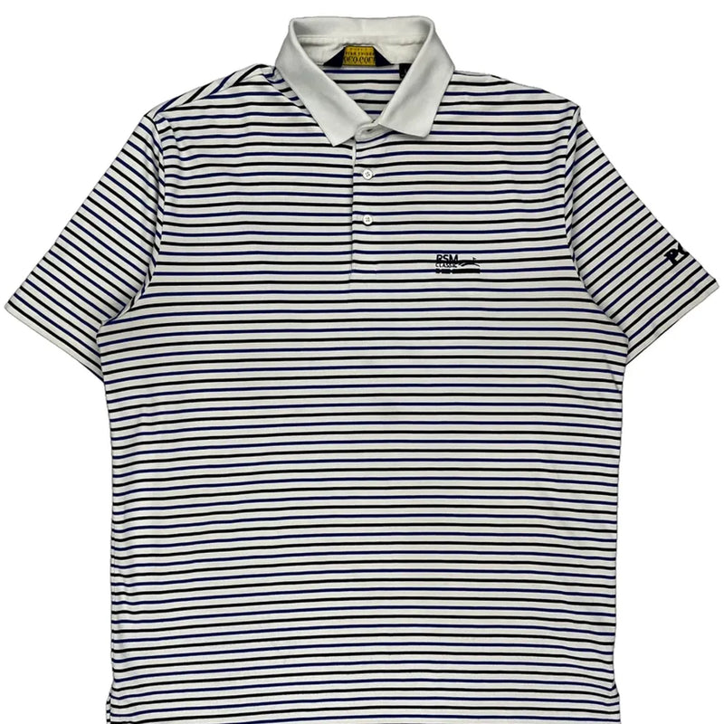 Ralph Lauren Striped Polo Shirt - Large Blue Cotton