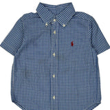 Age 3 Ralph Lauren Checked Short Sleeve Shirt - XS Blue Cotton