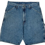 Wrangler Double Knee Carpenter Shorts - 32W 10L Blue Denim