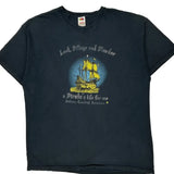 Pirate Theme Fruit Of The Loom Graphic T-Shirt - 2XL Black Cotton