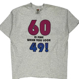 Age 60 Fruit Of The Loom Single Stitch T-Shirt - 2XL Grey Cotton Blend