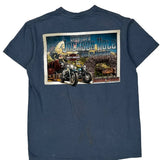 Harley Davidson Graphic T-Shirt - Medium Blue Cotton