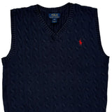 Age 10-12 Polo By Ralph Lauren Sweater Vest - Medium Navy Cotton