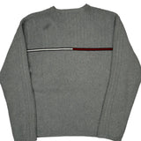 Vintage Hilfiger Denim Striped Jumper - Large Grey Cotton