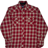 Wrangler Checked Flannel Shirt - Large Red Cotton