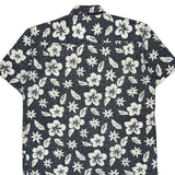 Cherokee Floral Hawaiian Shirt - Large Blue Cotton