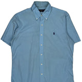 Ralph Lauren Short Sleeve Shirt - Medium Blue Cotton