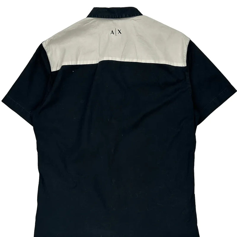 Armani Exchange Slim Short Sleeve Shirt - Medium Black Cotton