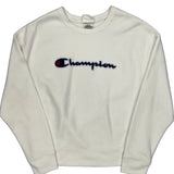 Champion Spellout Sweatshirt - Small White Cotton