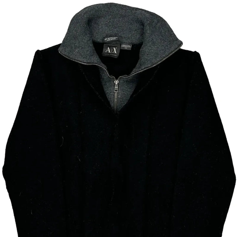 Armani Exchange Zip Up - Medium Black Merino Wool