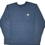 Carhartt Long Sleeve T-Shirt - 2XL Blue Cotton