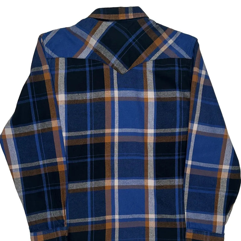 Levis Checked Flannel Shirt - Medium Blue Cotton