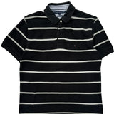 Tommy Hilfiger Striped Polo Shirt - Large Grey Cotton