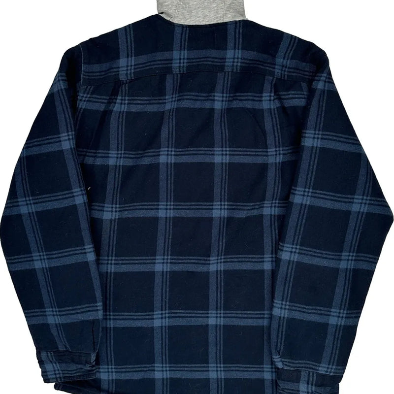 Wrangler Checked Flannel Shirt - Small Blue Cotton