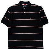 Tommy Hilfiger Striped Polo Shirt - XL Black Cotton