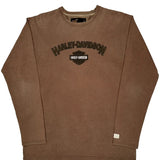 Harley Davidson Spellout Long Sleeve T-Shirt - Medium Brown Cotton